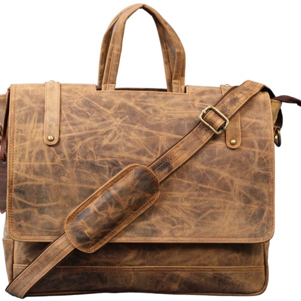Men's Briefcase Office Bag Genuine Buffalo Leather Messenger Bag Laptop Work Bag